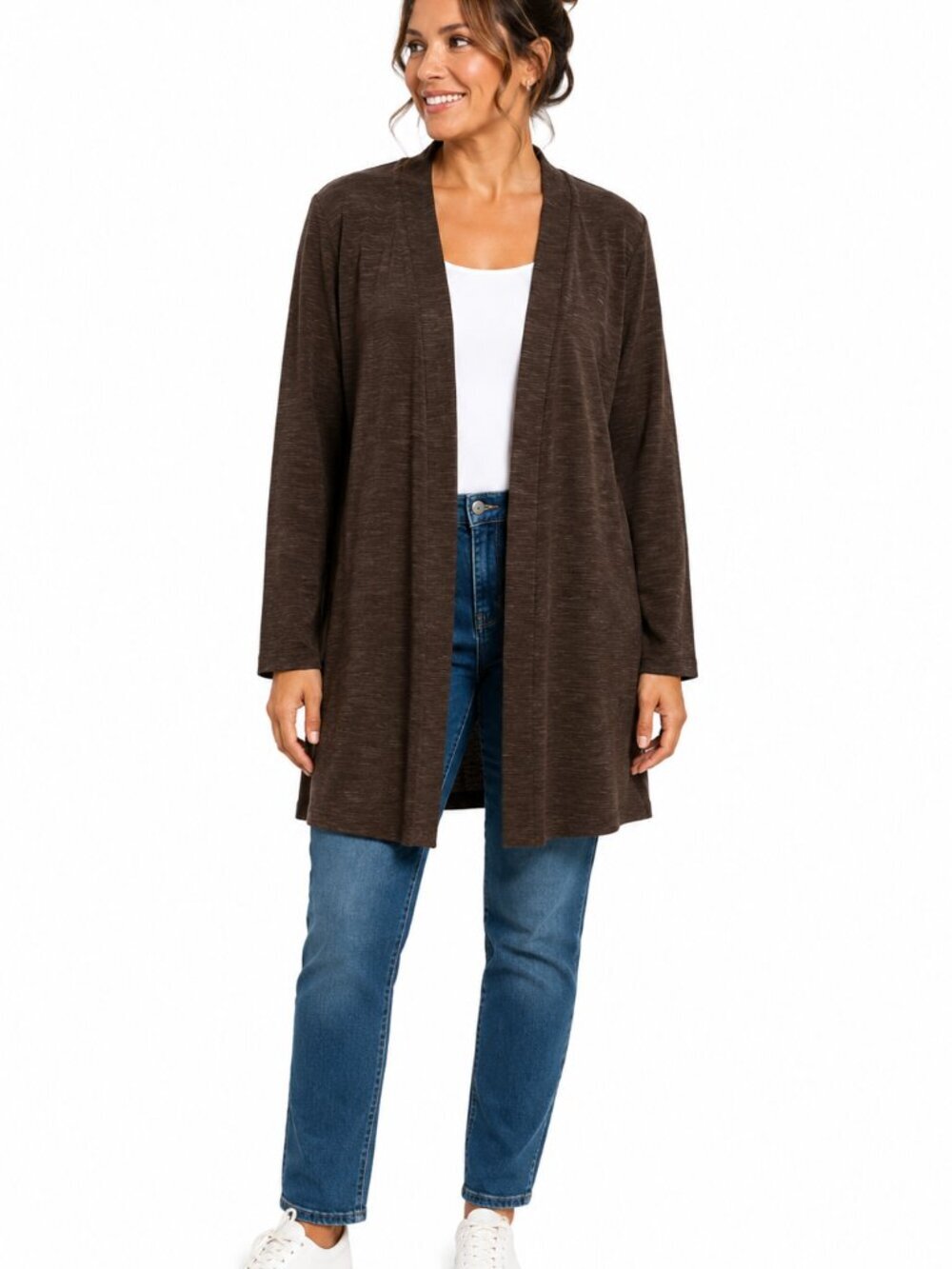 NEW d&co Brown Open Front Lightweight Cardigan XS New